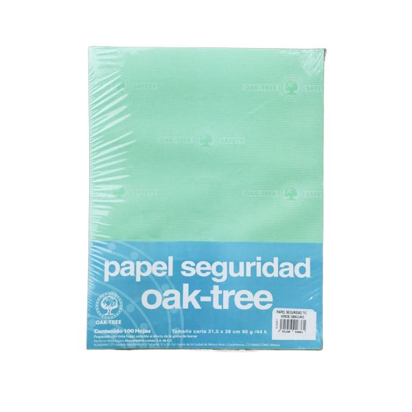 PAPEL SEGURIDAD CARTA VERDE OSCURO PAQUETE CON 100 HOJAS
