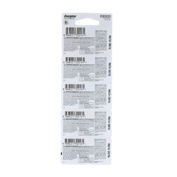 PILA DE LITIO CR2025 3 VOLTS TIRA CON 5 PZS