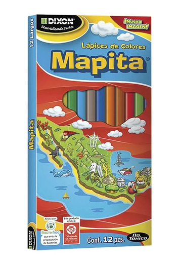 LAPICES DE COLORES MAPITA MARCA DIXON CON 12 COLORES