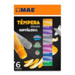 PINTURA TEMPERA SOLIDA COLORES METALICOS CON 6 PIEZAS