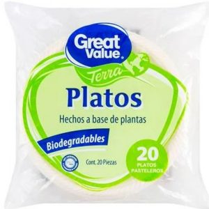 PLATO DESECHABLE GREAT VALUE TERRA CHICO 20 PZAS