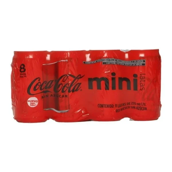 REFRESCO LATA COCA MINI SIN AZUCAR 235 ML CON 24 PIEZAS