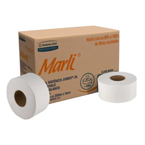 ROLLO DE PAPEL HIGIENICO JUMBO JR MARLI DE 200 M CAJA CON 12 PZS