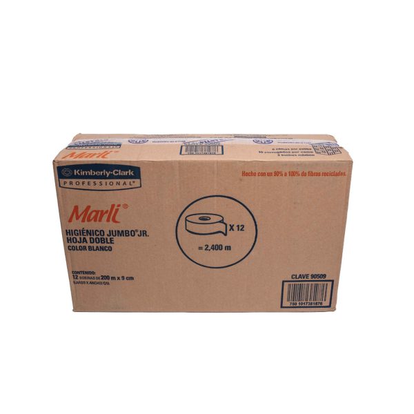 ROLLO DE PAPEL HIGIENICO JUMBO JR MARLI DE 200 M CAJA CON 12 PZS
