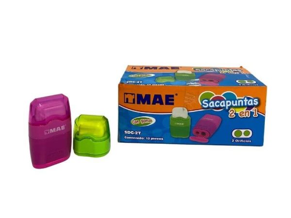 SACAPUNTAS DOBLE CON DEPOSITO Y GOMA