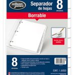 SEPARADOR CEJA BORRABLE BLANCO CARTA 8 POSICIONES P4733