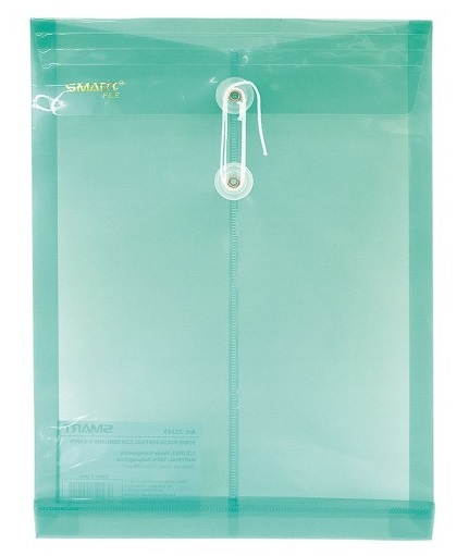 SOBRE PLASTICO VERTICAL CARTA VERDE CON HILO