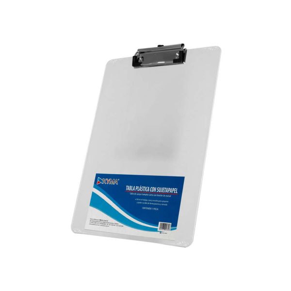 TABLA PLASTICA CON CLIP CARTA TRANSPARENTE