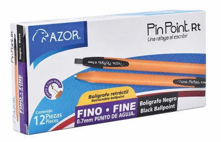BOLIGRAFO PIN POINT RETRACTIL FINO 0.7MM NEGRO 6120NE CON 12 PIEZAS