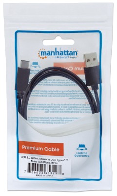 CABLE USB MANHATTAN 353298 TIPO C A TIPO A 1 M NEGRO