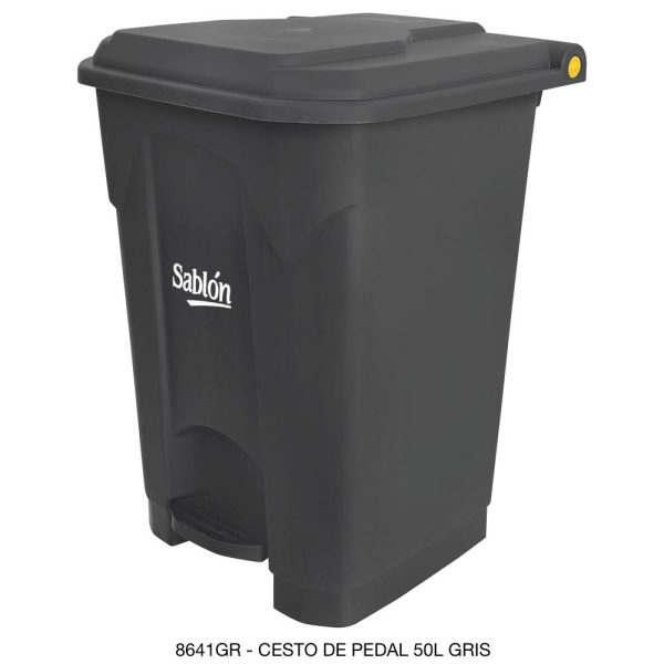 CESTO DE BASURA CON PEDAL GRIS 50 LITROS 8641GR
