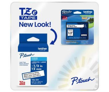 CINTA LAMINADA BROTHER TZE221G NEGRO SOBRE BLANCO 9 MM X 8 M