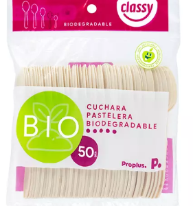 CUCHARA PASTELERA BIODEGRADABLE CLASSY CON 50 PZAS