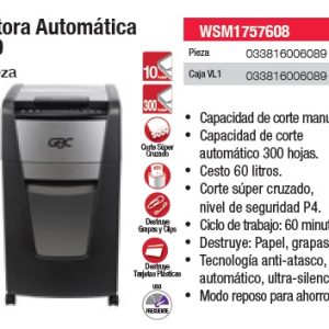 DESTRUCTORA AUTOMATICA CORTE SUPER CRUZADO 300X 2.0 WSM1757608