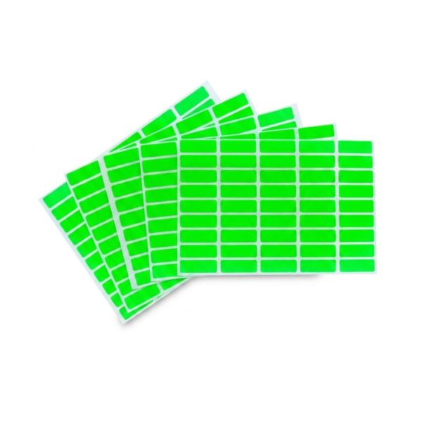 ETIQUETA ADHESIVA LESA NUMERO 6 VERDE FLUORESCENTE 38 X 13 MM RECTANGULAR PAQUETE CON 5 SOBRES