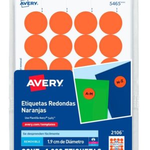 ETIQUETA REMOVIBLE CIRCULAR NARANJA 2106 CON 1008 PZS