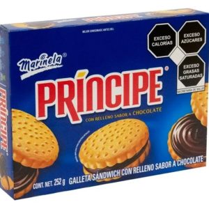 GALLETAS PRINCIPE MARINELA CON RELLENO SABOR A CHOCOLATE 252 GRAMOS