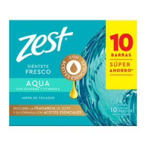 JABÓN EN BARRA ZEST AQUA 10 PZAS DE 135 G C/U