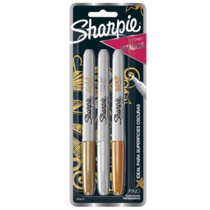 MARCADOR PERMANENTE SHARPIE METALICO 3 PIEZAS ORO BRONCE Y PLATA