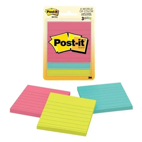 NOTAS ADHESIVAS POST-IT JAIPUR RAYADA 3 X 3 3 PAQUETE CON 50 HOJAS
