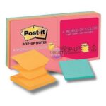 NOTAS ADHESIVAS POST-IT POP UP CAPETOWN 3X3 6 PAQUETES DE 100 HOJAS