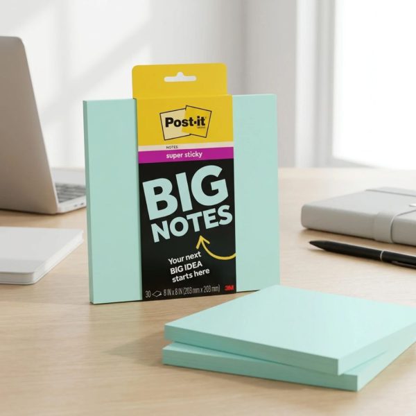 NOTAS ADHESIVAS POST-IT SUPER STICKY BIG NOTES FRESH MINT 8X8 PULGADAS BLOC CON 30 HOJAS BN-8MT