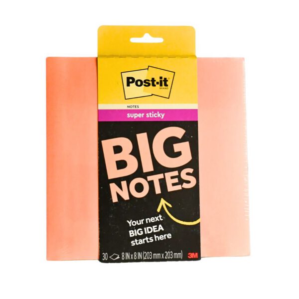 NOTAS ADHESIVAS POST-IT SUPER STICKY BIG NOTES PAPAYA FIZZ 8X8 PULGADAS BLOC CON 30 HOJAS BN-8PFZ