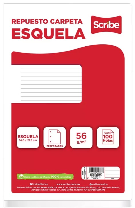 REPUESTO-HOJA-PARA-CARPETA-TAMANO-ESQUELA-SCRIBE-RAYA-CON-100-PIEZAS_R012-013_1 REPUESTO HOJA PARA CARPETA TAMAÑO ESQUELA SCRIBE RAYA CON 100 PIEZAS