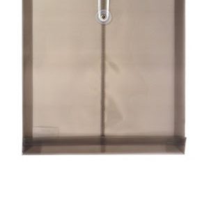 SOBRE PLASTICO CARTA VERTICAL CON HILO COLOR HUMO PAQUETE CON 12 PIEZAS