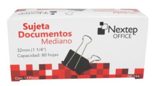 SUJETADOCUMENTOS NEXTEP MEDIANO 32MM 12 PZAS