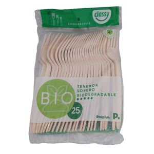 TENEDOR BIODEGRADABLE ESTANDAR CON 25 PZAS