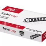 ESPIRAL TWIN LOOP METALICO NEGRO 1/4 PULGADAS PASO 3:1CON 100 PZS