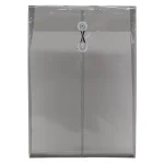 SOBRE PLASTICO OFICIO VERTICAL CON HILO COLOR HUMO PAQUETE CON 12 PIEZAS
