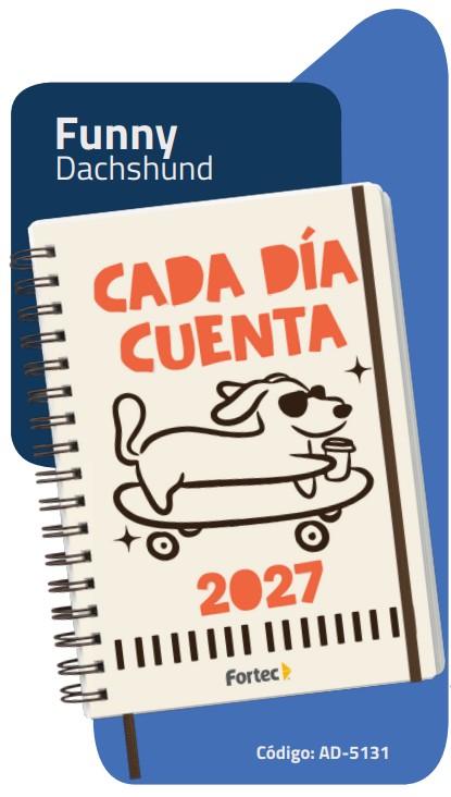 AGENDA DIARIA CON ESPIRAL 2027 FORTEC CADA DIA CUENTA FUNNY DACHSHUND AD-5131