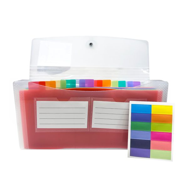 ARCHIVERO EXPANDIBLE OXFORD F961 ARCOIRIS 26 X 13.5 CM TAMAÑO CHEQUERA CON HILO 13 DIVISIONES