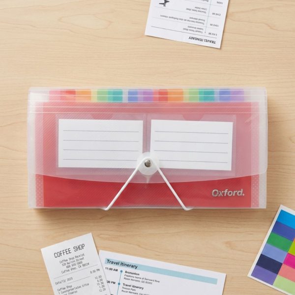 ARCHIVERO EXPANDIBLE OXFORD F961 ARCOIRIS 26 X 13.5 CM TAMAÑO CHEQUERA CON HILO 13 DIVISIONES