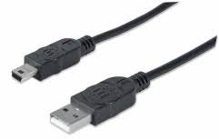 CABLE USB A MACHO MANHATTAN USB MINI 333375 NEGRO 1.8 METROS