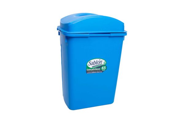 CESTO DE BASURA SABLON 8367AZ AZUL 65 LITROS TAPA ELIPTICA
