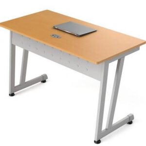 ESCRITORIO LINEA ITALIA MODELO 103S CUBIERTA COLOR EUCALIPTO ESTRUCTURA GRIS