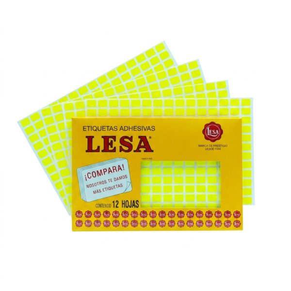 ETIQUETA ADHESIVA LESA NUMERO 1 FLUORESCENTE 5 PAQUETES CON 12 HOJAS