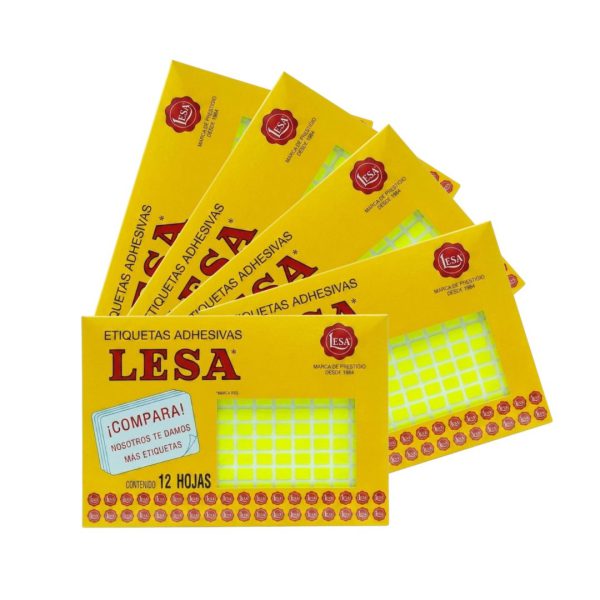 ETIQUETA ADHESIVA LESA NUMERO 1 FLUORESCENTE 5 PAQUETES CON 12 HOJAS
