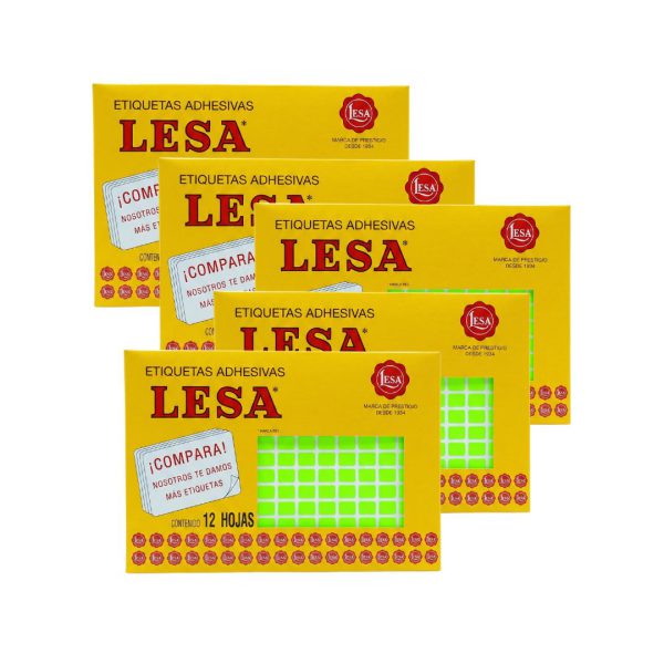 ETIQUETA ADHESIVA LESA NUMERO 1 FLUORESCENTE 5 PAQUETES CON 12 HOJAS