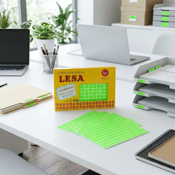 ETIQUETA ADHESIVA LESA NUMERO 1 FLUORESCENTE 5 PAQUETES CON 12 HOJAS