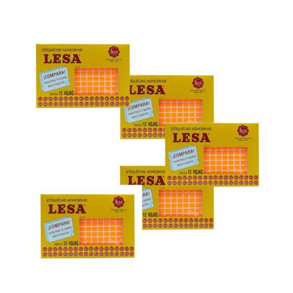 ETIQUETA ADHESIVA LESA NUMERO 1 FLUORESCENTE 5 PAQUETES CON 12 HOJAS
