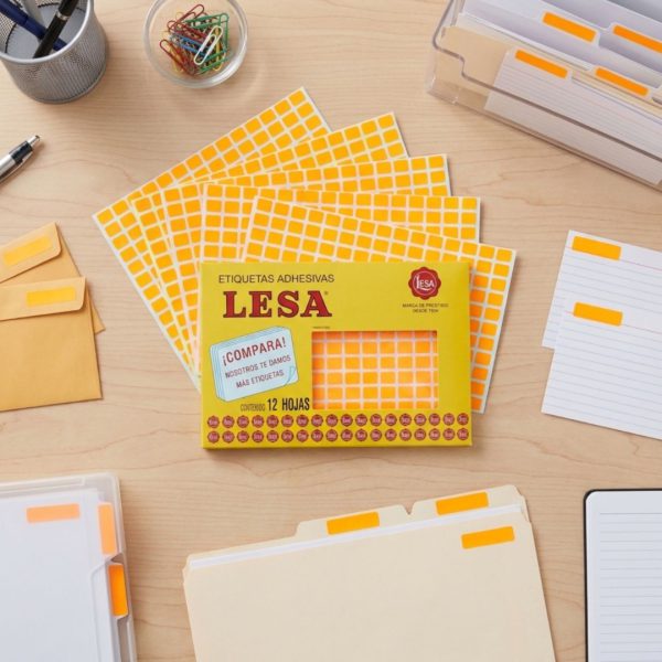 ETIQUETA ADHESIVA LESA NUMERO 1 FLUORESCENTE 5 PAQUETES CON 12 HOJAS
