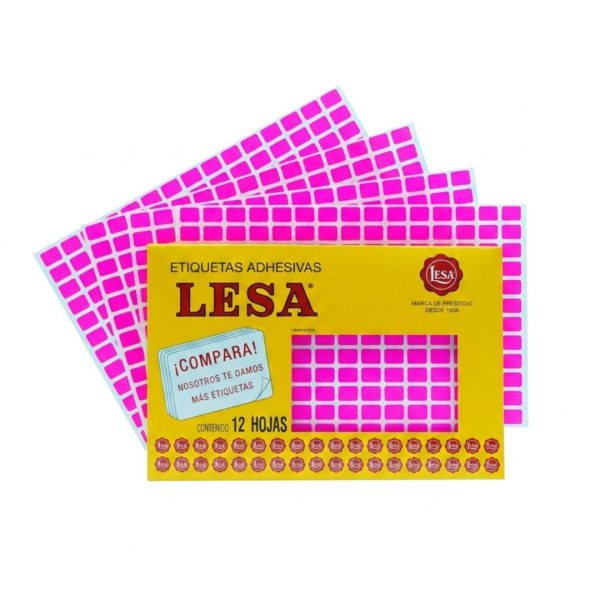 ETIQUETA ADHESIVA LESA NUMERO 1 FLUORESCENTE 5 PAQUETES CON 12 HOJAS