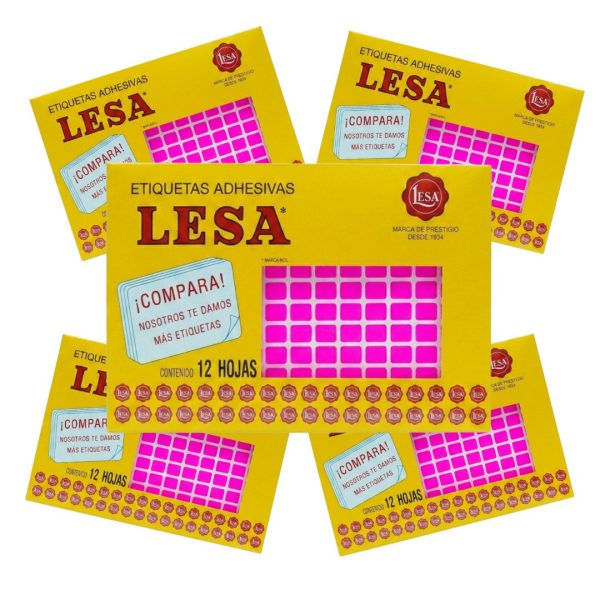 ETIQUETA ADHESIVA LESA NUMERO 1 FLUORESCENTE 5 PAQUETES CON 12 HOJAS