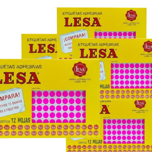 ETIQUETA-ADHESIVA-LESA-NUMERO-10-ROSA-FLUORESCENTE-11-MM-REDONDA-PAQUETE-CON-5-SOBRES_E130-433_2 ETIQUETA ADHESIVA LESA NUMERO 10 FLUORESCENTE 5 PAQUETES CON 12 HOJAS