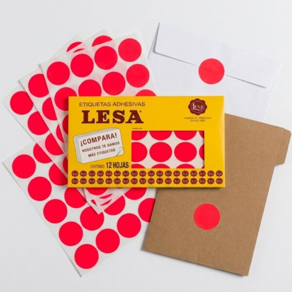 ETIQUETA-ADHESIVA-LESA-NUMERO-22-ROJO-FLUORESCENTE-32-MM-REDONDA-PAQUETE-CON-5-SOBRES_E130-437_4 ETIQUETA ADHESIVA LESA NUMERO 22 FLUORESCENTE 5 PAQUETES CON 12 HOJAS