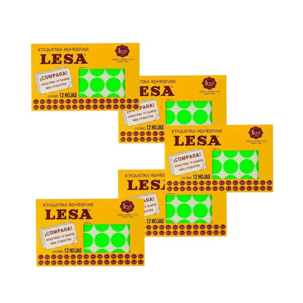 ETIQUETA-ADHESIVA-LESA-NUMERO-22-VERDE-FLUORESCENTE-32-MM-REDONDA-PAQUETE-CON-5-SOBRES_E130-436_2 ETIQUETA ADHESIVA LESA NUMERO 22 FLUORESCENTE 5 PAQUETES CON 12 HOJAS